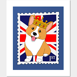 Cute Corgi Dog British Postage Stamp Posters and Art